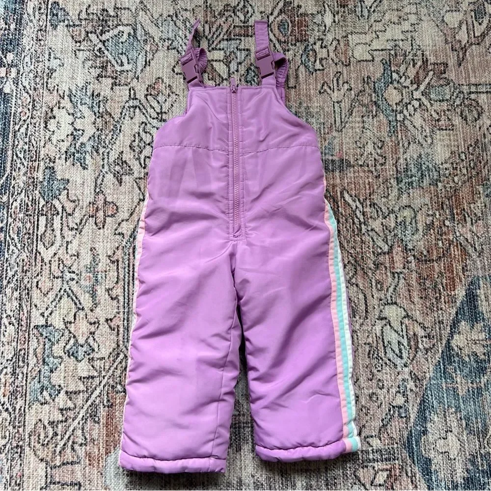 Vintage OshKosh Toddler Girls Snow Pants Bibs Lilac Lavender Size 2T